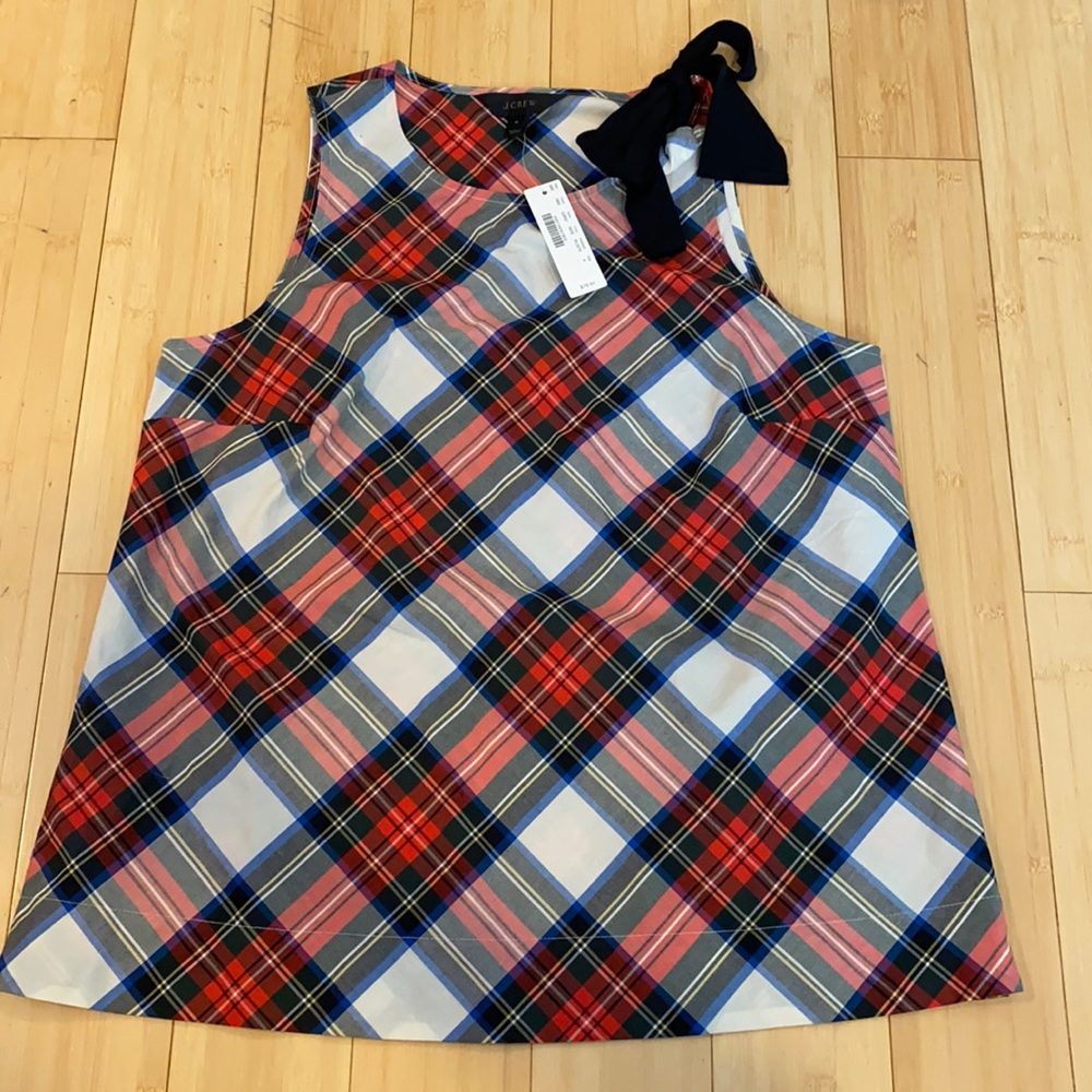 J.Crew Festive Plaid Blouse with Bow